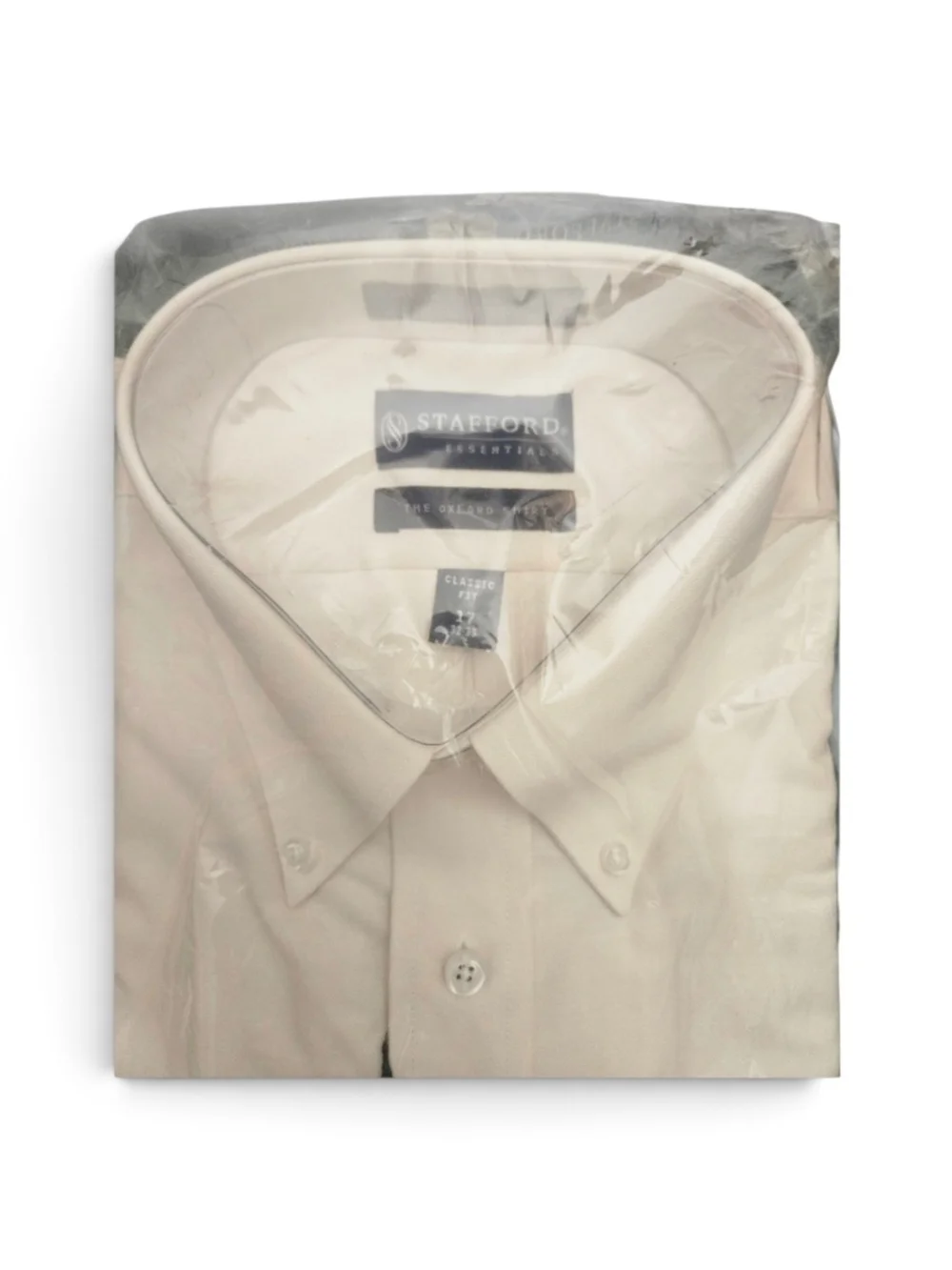 Stafford Men’s Button-Down Dress Shirt Light Fawn Khaki Tan Size 17.5 34-35